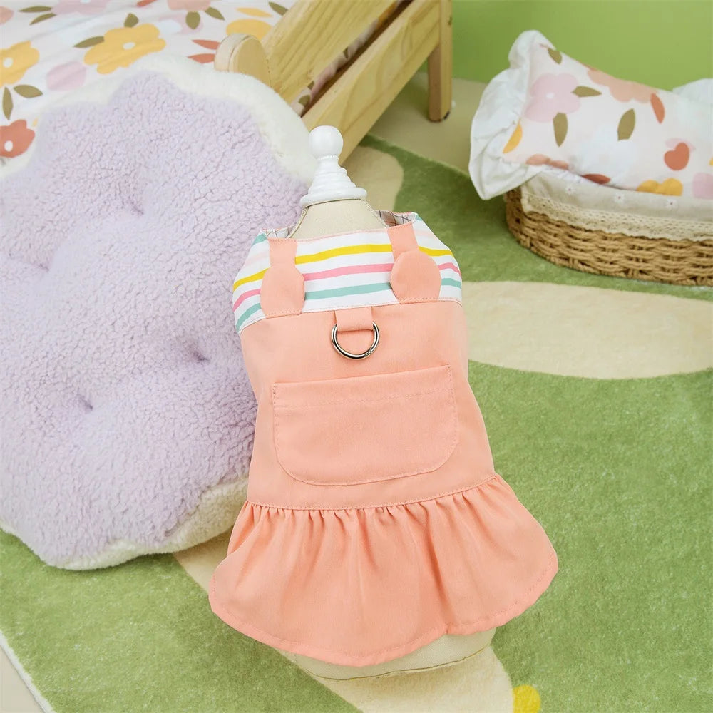 Spring Clothing for Small Dogs Summer Dog Dress Striped Puppy Princess Skirt Cute Dog Cat Dress Pet Dog Costume Apparel