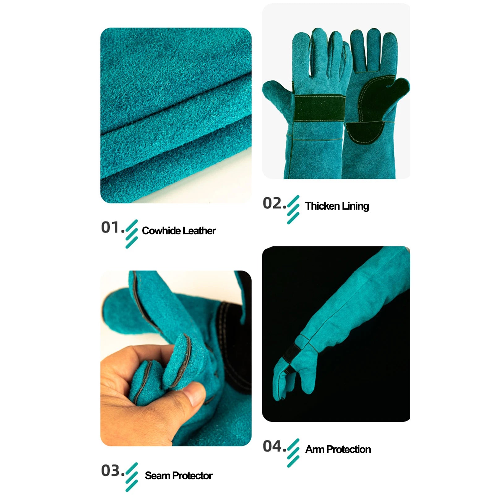 Animal Anti-Bite Gloves Durable Leather Protective Handling Gloves 45/60cm Length Cutting-proof And Anti-thorn Pet Handling Tool