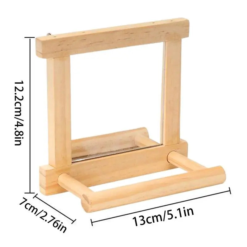 Bird Mirror Perches For Cage Cockatiel Climbing Branch Toy Natural Wood Parrot Cage Pole For Parakeets Cockatiels Lovebirds
