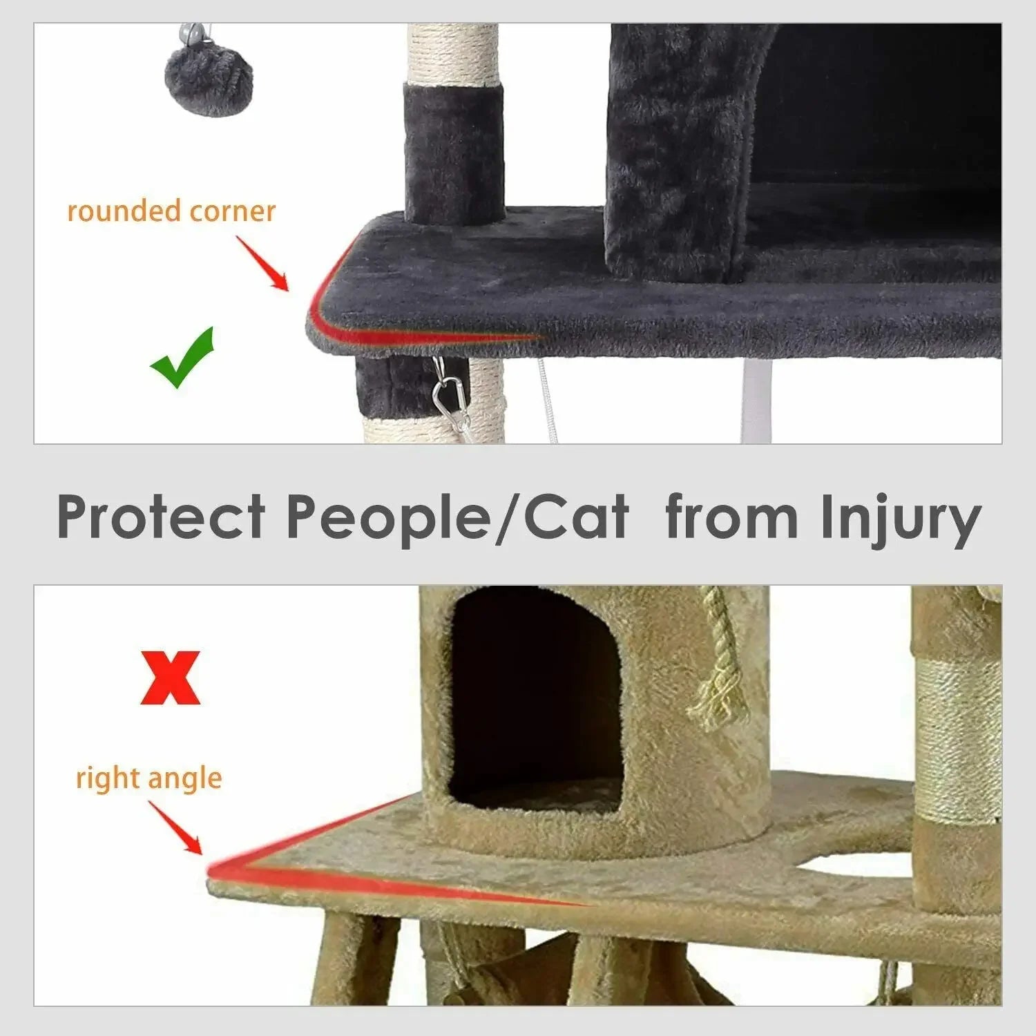 Cat Tree 170cm Tower Condo Furniture Scratch Post for Kittens Pet House Play for Indoor Cats, Plush Multi-Level Cat Condo