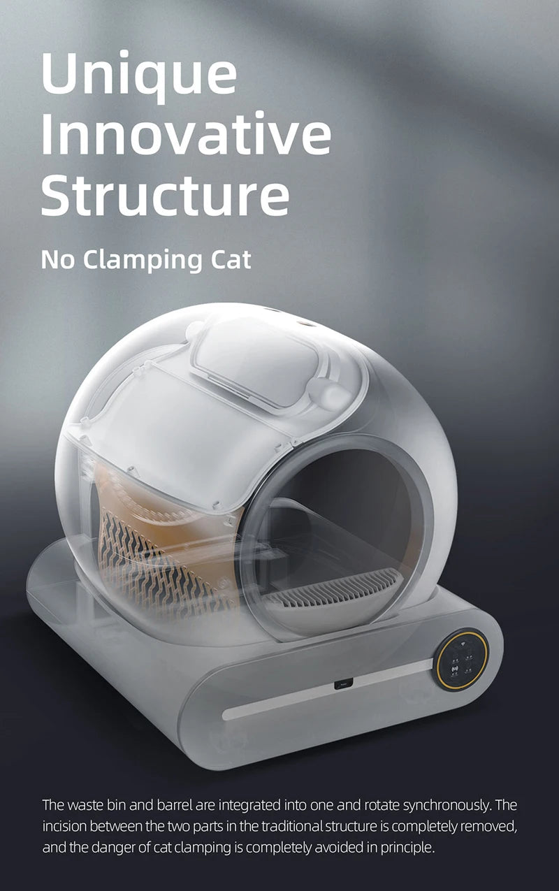 Booteely 65L Automatic Smart Cat Litter Box Self Cleaning Fully Enclosed Cat Litter Box Pet Toilet Litter Tray English versions