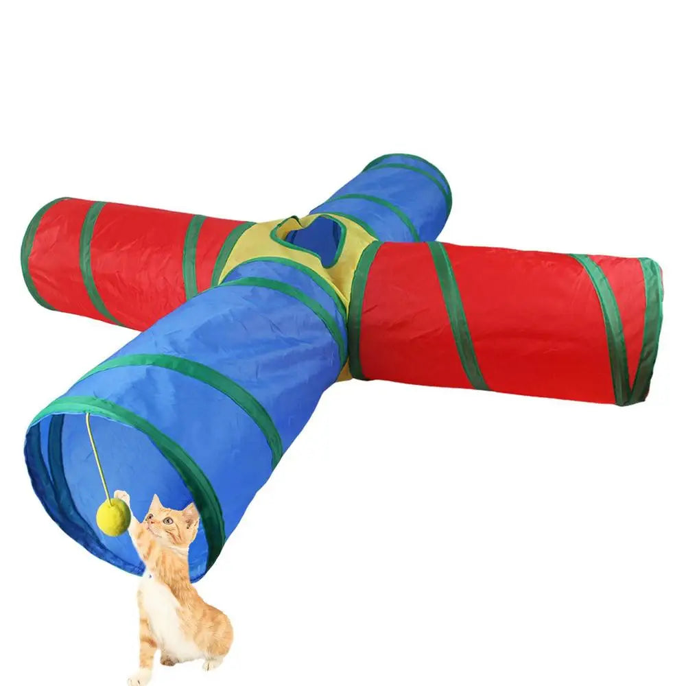 Cat Pets Toys Interactive Balls Foldable Cat Kitten Play Tunnel 4 Way Funny Cat Tunnel Pet Supplies Indoor Cat Accessories