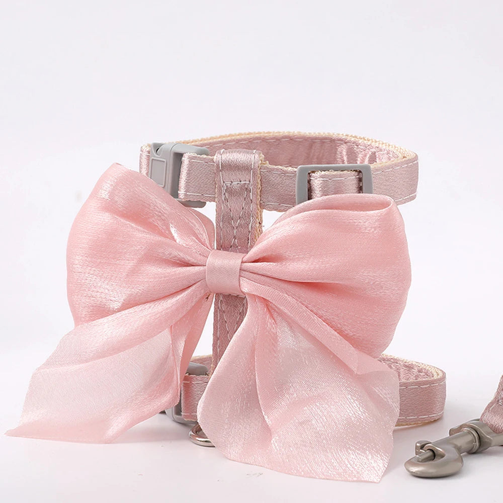 Cute Bowknot Cat Harness Accessories Princess Cat Dress Costumes Kitten Puppy Harness For Cats Leash