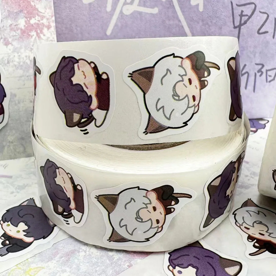 500Pcs/Roll Cat Dress Up Love and Deepspace Anime Sticker Xavier Zayne Rafayel ralayo decorative stickers Valentine's Day Gift