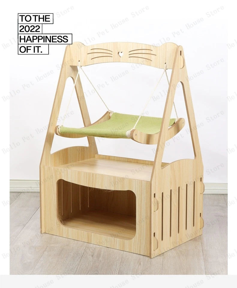 Multifunctional Luxury Cat Villa Double-story Pet House Four-season Universal Cat Nest Cat Hammock Pet Toys Pet Supplies