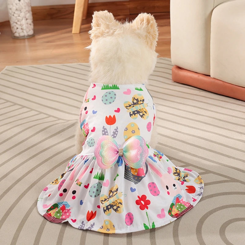 Dog Princess Dress Cute Rabbit Printed Dresses for Small Medium Dogs  Cats Easter Pet Skirt Puppy Chihuahua Teddy Clothes