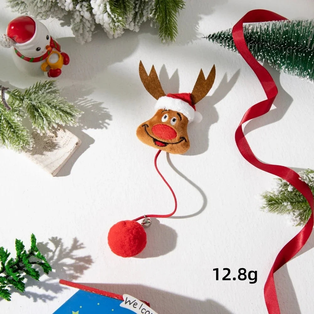 Christmas Cat Toys Plush Ball Doll with Bell Interactive Soothing Cat Toys Pet Supplies