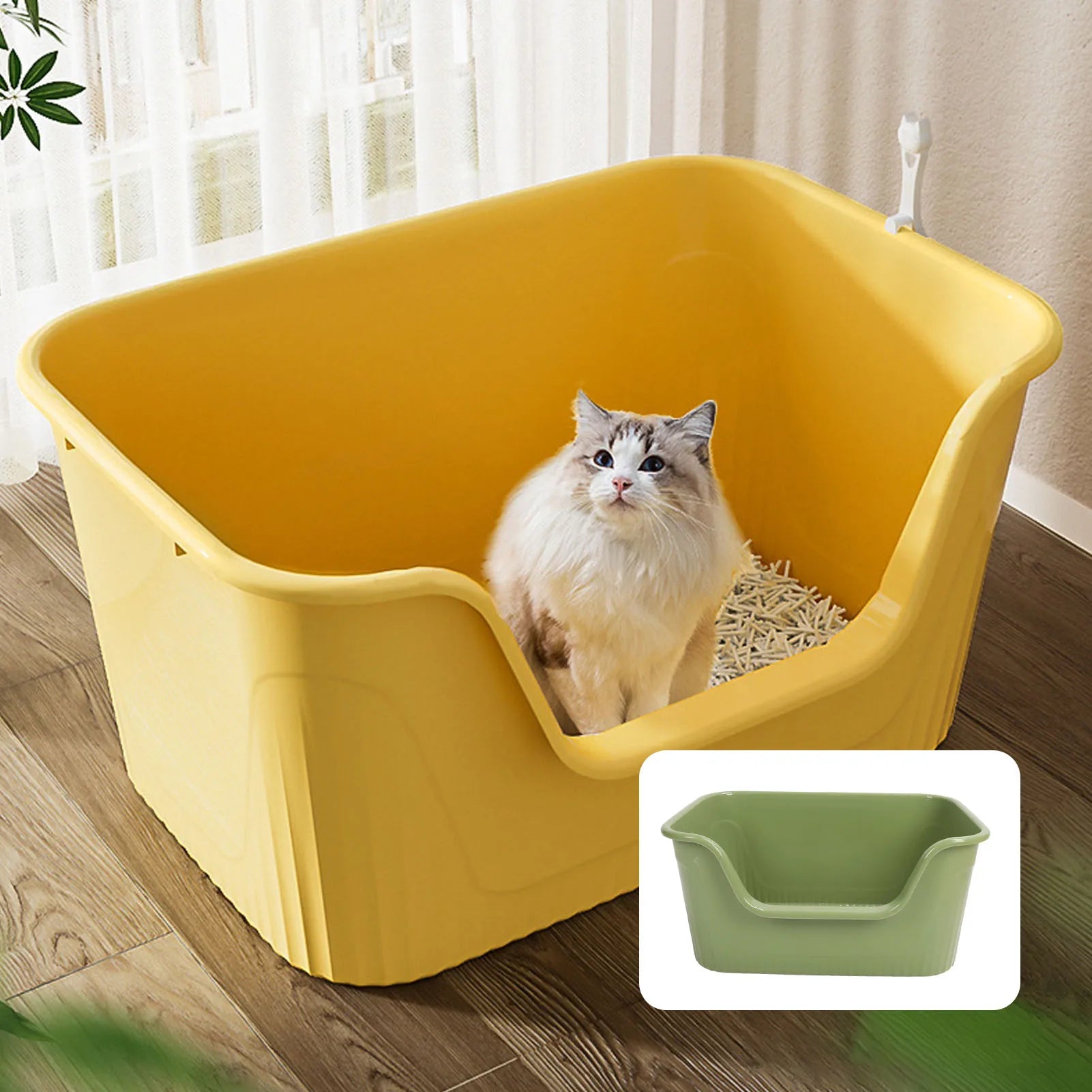 Large Cat Litter Box High Sides Anti Splashing Easy to Clean Simple Look Open Cat Litter Box for Large Cats Large Cat Litter Box