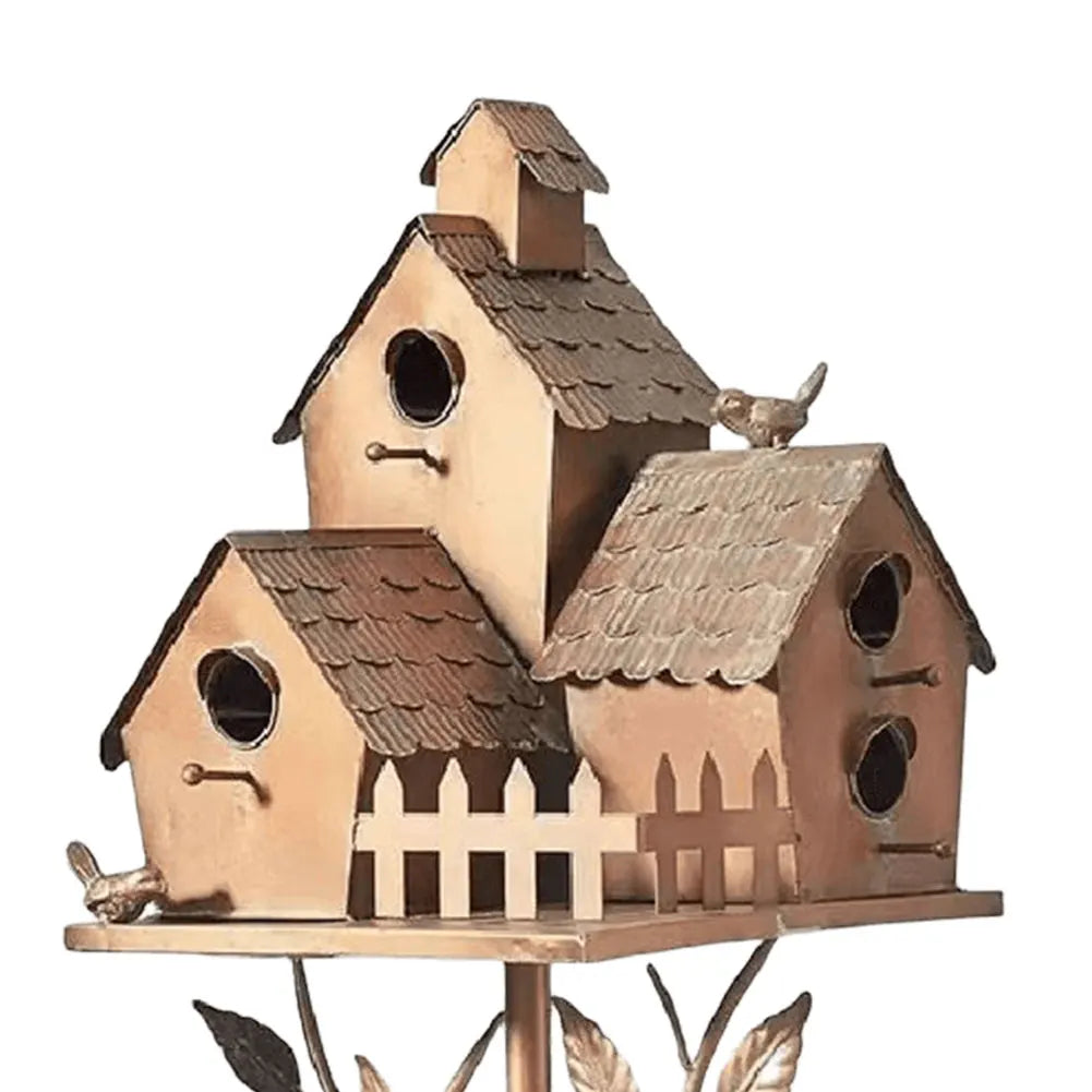 Birdhouse Garden Stakes Outdoor Decor Metal Bird House Art Crafts Bird Feeders Miniatures for Outdoor Garden Decorations