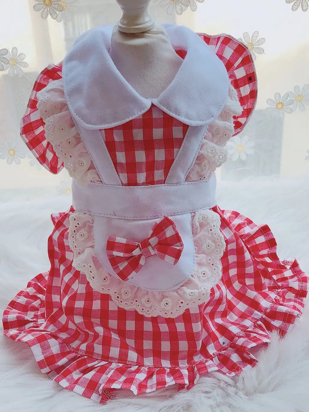 Princess Dog Cat Dress Plaid Floral Design Pet Puppy Skirt Spring/Summer Clothes Outfit