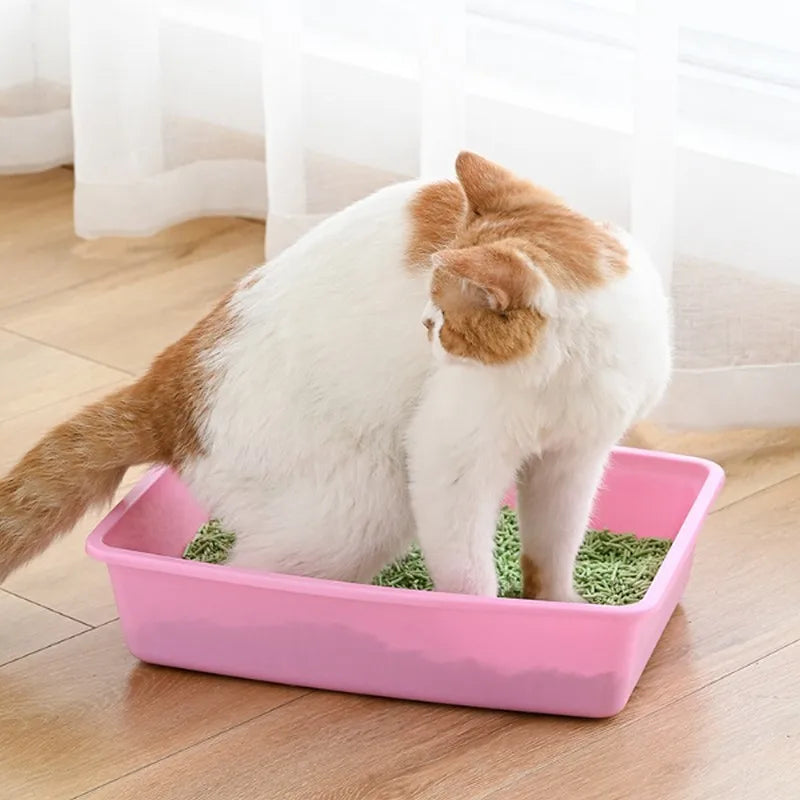 Cat litter box large-capacity open anti-overflow cat feces box, clean the square cat toilet, and send cat litter shovel