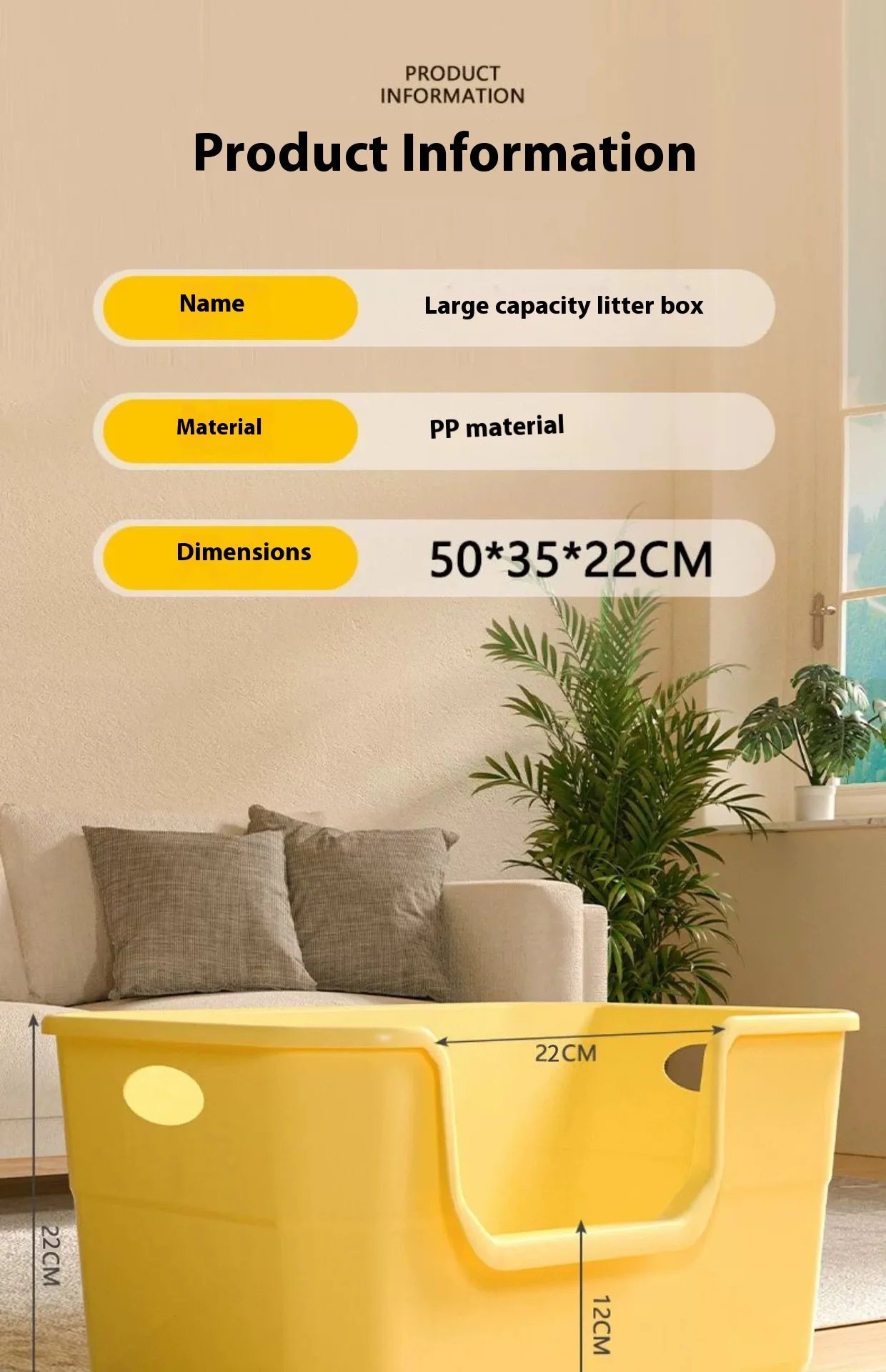 Cat Litter Box - Metal High Sided Cat Pan,Large Stainless Steel Box,Indoor Litter Tray,Non Stick,No Smell,Pet Toilet