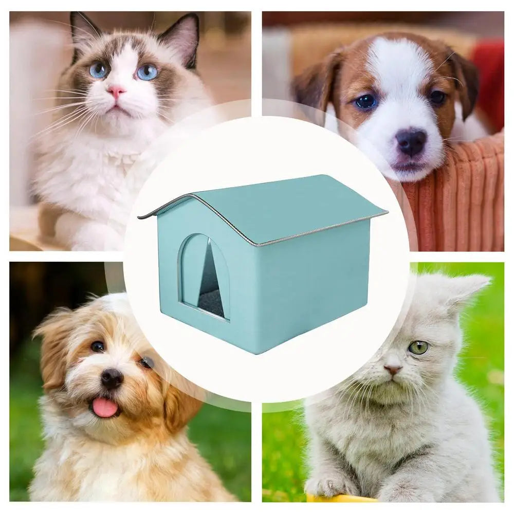 Outdoor Cat House Foldable Warm Pet Cave for Winter Waterproof Rainproof Kitten Cave Pet Tent Bunny Bed for Feral Cat Puppy