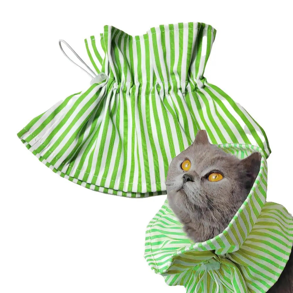Soft Collar For Cats Polyester Soft Recovery Elizabethan Collar Drawstring Design Comfortable Protective Collar Adjustable Pet