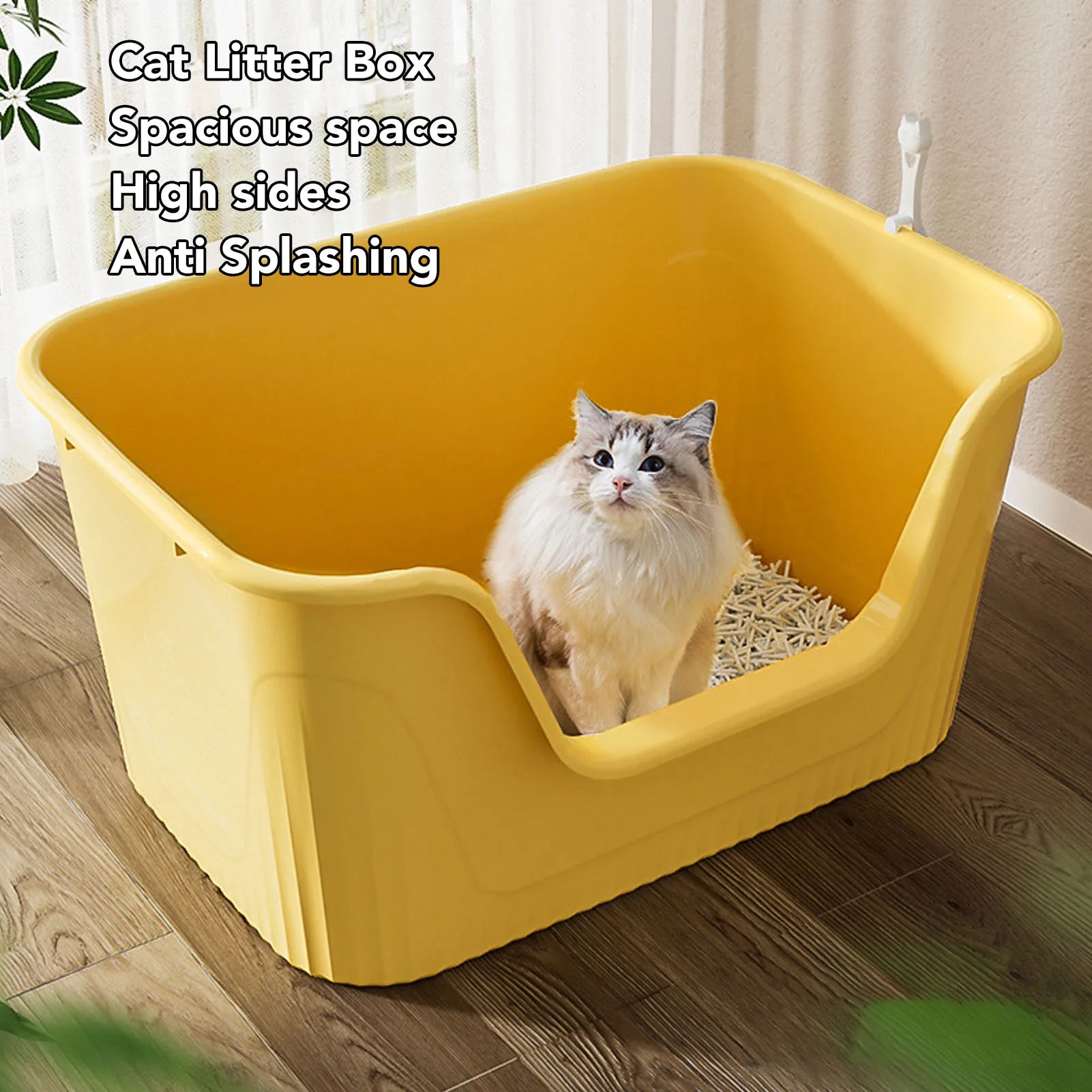 Large Cat Litter Box High Sides Anti Splashing Easy to Clean Simple Look Open Cat Litter Box for Large Cats Large Cat Litter Box