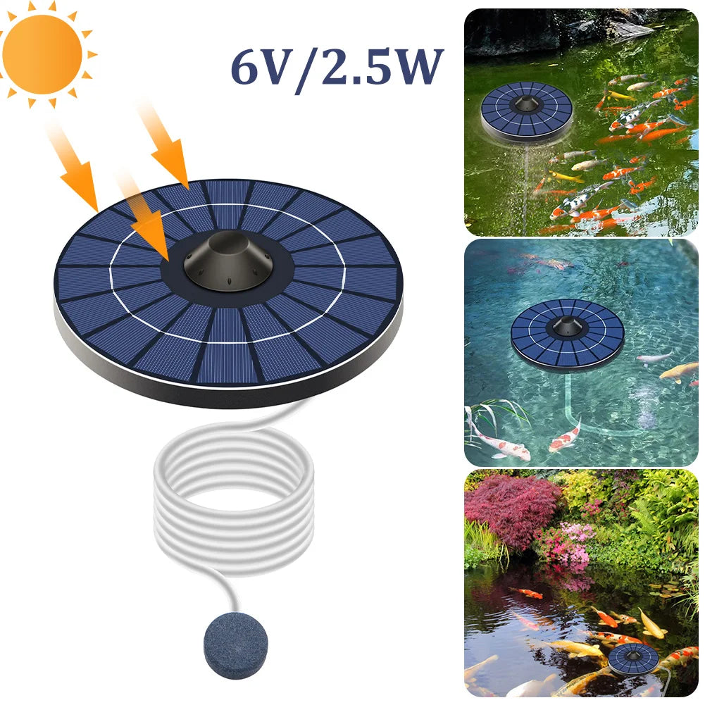 Floating Solar Air Pump Aerator Pumps For Aquarium Fish Tank Pond Fishing Oxygenation with Air Hoses and Bubble Stone