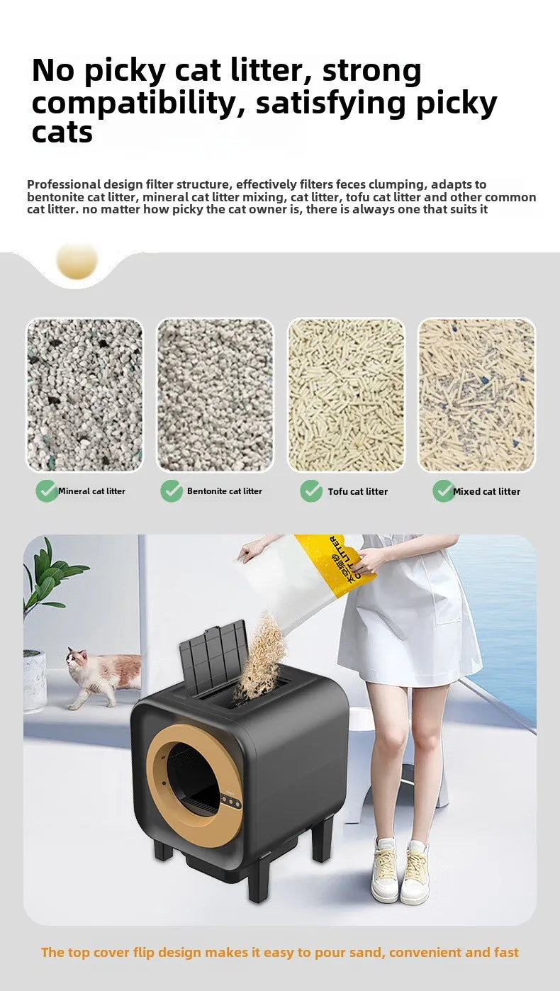 Pet Intelligent Cat Litter Box, Cat Toilet, Electric Cat Litter Box, Large Size, Automatic Feces Shovel, Anti Splash