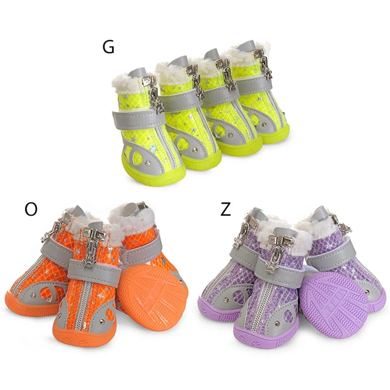 Dog Shoes for Small Medium Dogs Puppy Dog Boots Paw Protector for Winter Snow Day Cold Weather Ourdoor Hiking with AntiSlip Sole