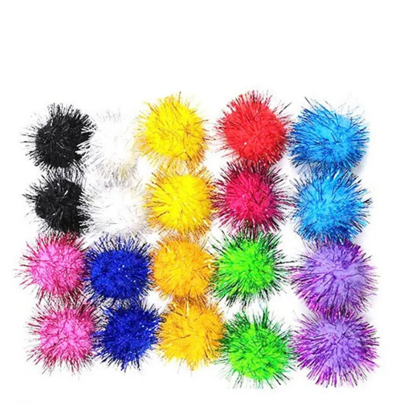Cat Toys Interactive Ball Training Toy for Pet Kitten Interactive Sound  Paper Playing Ball Glitter Pompom Fluffy Cat Toys