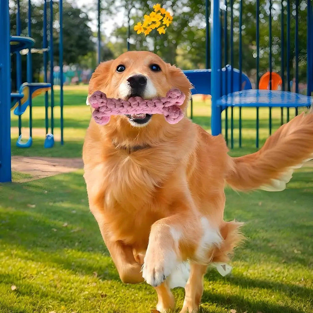 Dog Chew Toys Soft Cotton Bone Puppy Teeth Cleaning Toy 15.5cm/6.1 Inches Aggressive Chewers Dog Toy Pet Teeth Cleaning