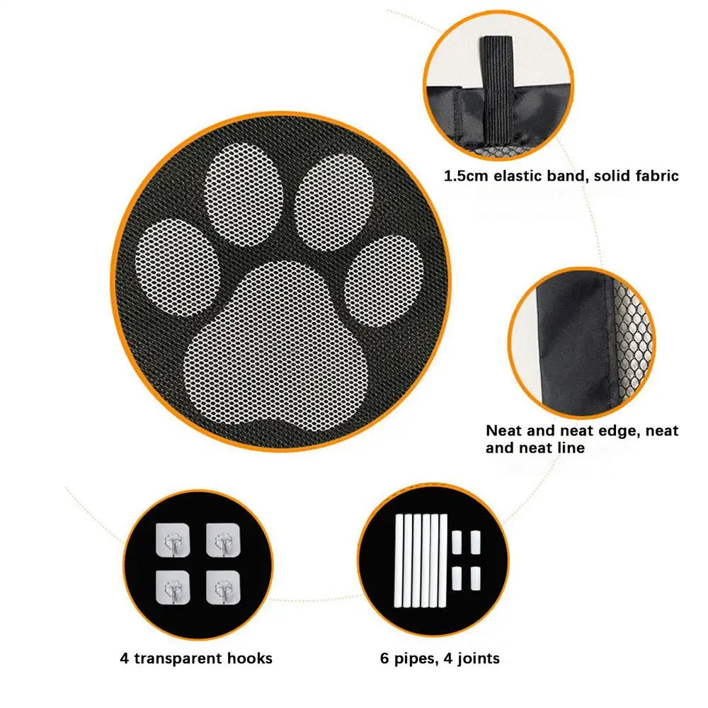 Pet Dog Barrier Fences With 6Pcs Hook Pet Isolated Network Stairs Gate New Folding Breathable Mesh Playpen For Dog Safety Fence