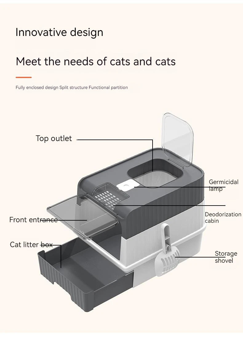 Cat Litter Box Large Rechargeable Self-cleaning Litter Box for Cat Fully Enclosed Toilet Large Capacity Cat Products
