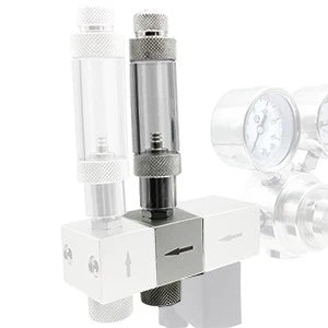 FZONE Aquarium Pro Series Dual Stage CO2 Regulator Adjustable Output Pressure with DC Solenoid and Expendable Manifold