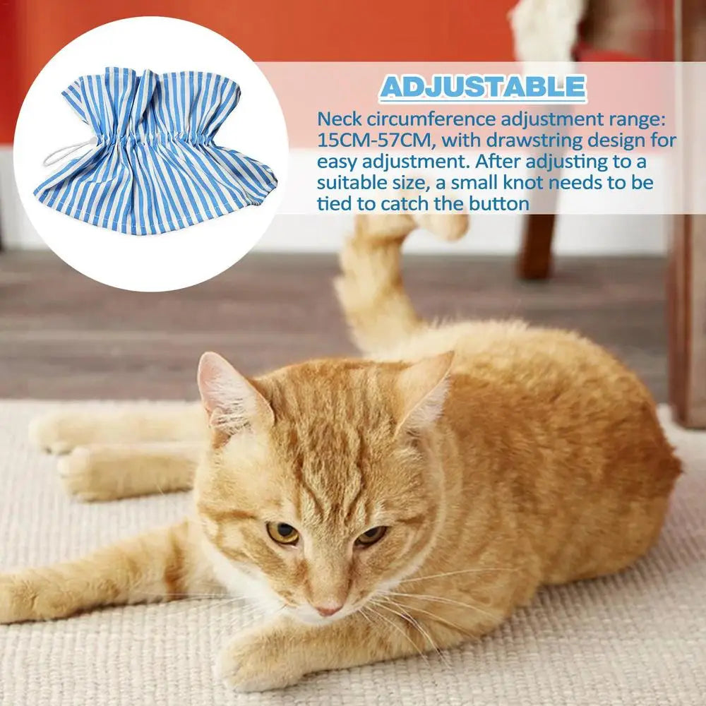 Soft Collar For Cats Polyester Soft Recovery Elizabethan Collar Drawstring Design Comfortable Protective Collar Adjustable Pet