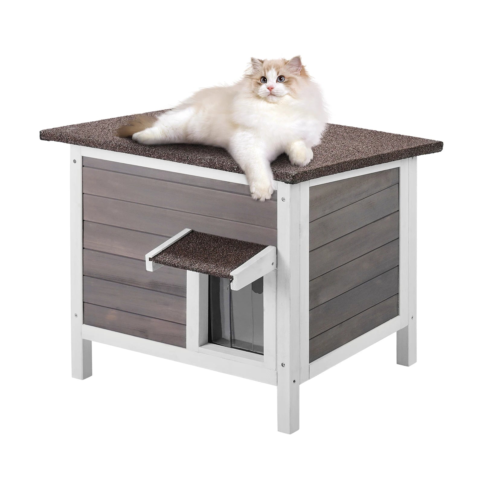 VEVOR Outdoor Cat House Weatherproof, Feral Cat Shelter for Cats Outdoor Wooden Cat Rabbit House with All-Round Foam Insulated