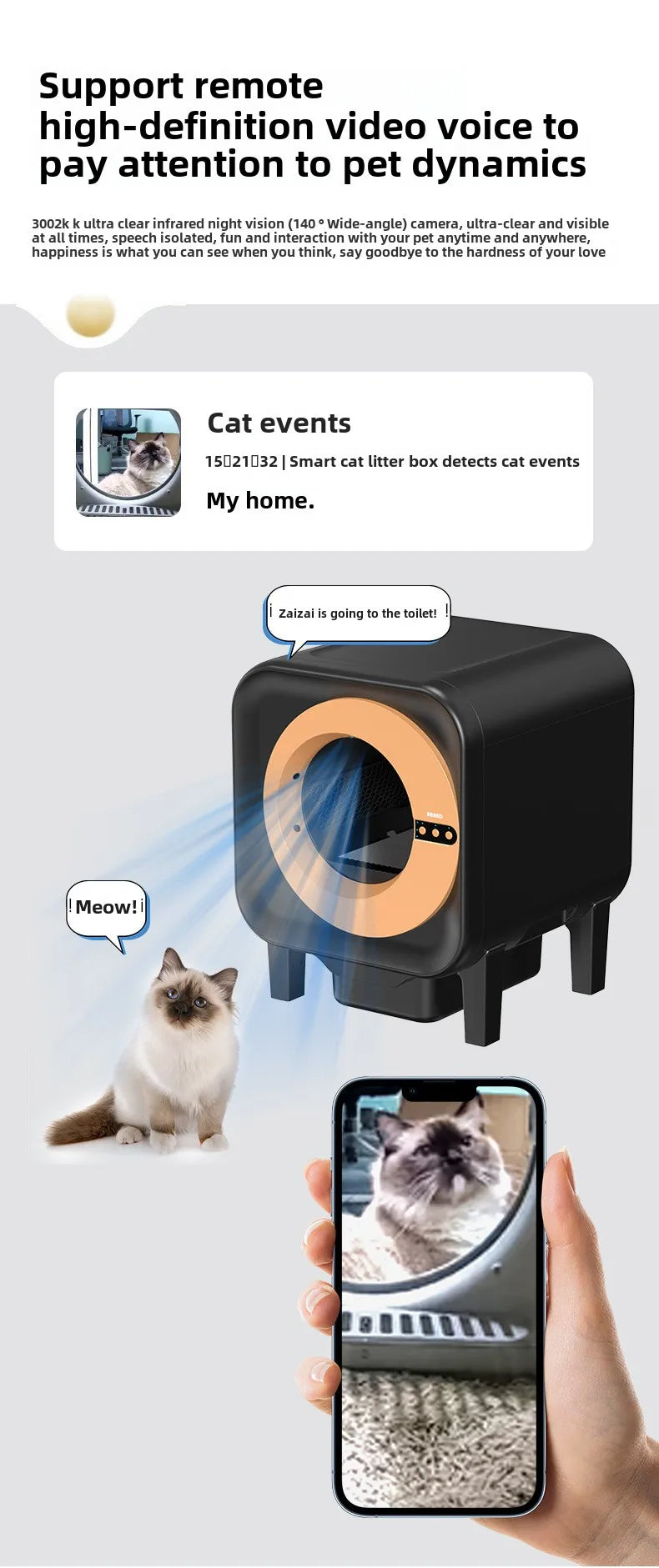 Pet Intelligent Cat Litter Box, Cat Toilet, Electric Cat Litter Box, Large Size, Automatic Feces Shovel, Anti Splash