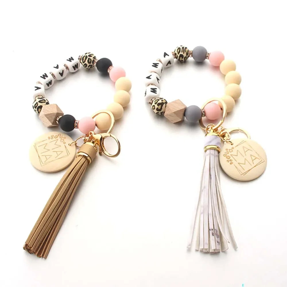 Fashion Round Wooden Pendant Tassel Silicone Ball Dice Woven Bag Charm Chain For Mothers Day gift Urn necklace Urn