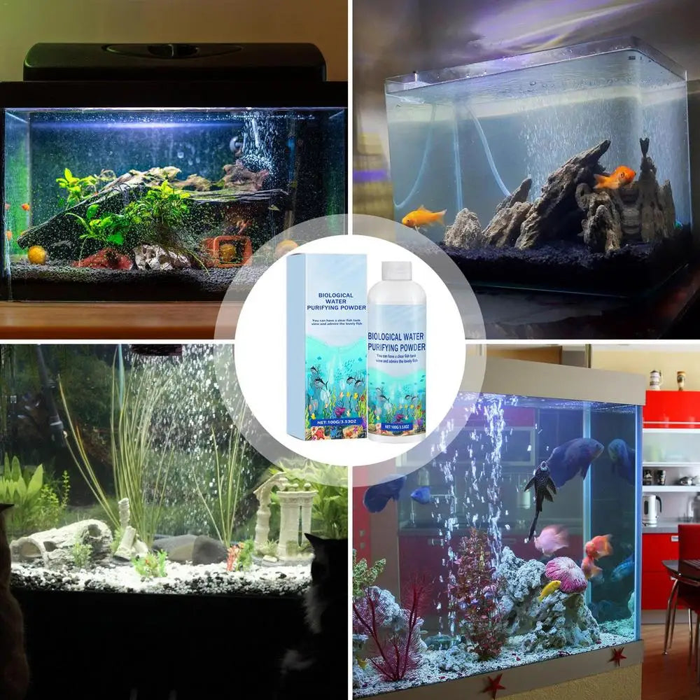 Aquarium Water Conditioner 100g Efficient Solution Fish Tank Cleaner Aquarium Cleaner Rapid Cleaning Solution For Crystal Clear