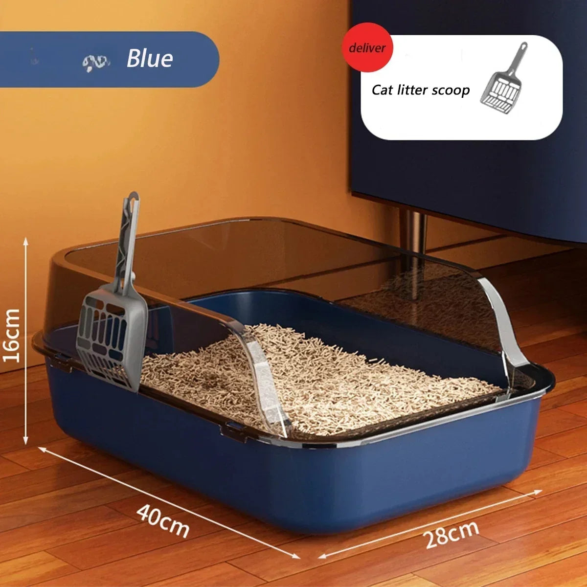 Cats Toilet Cat Litter Box with Litter Scoop Semi-enclosed High Side Splashproof Pet Bedpans Kitty Sandbox Cleaning Cat Supplies