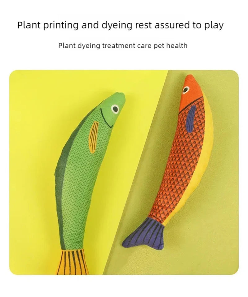 Cat toys mint fish simulation, grinding teeth, biting and teasing, durable and soothing, mint cat toys