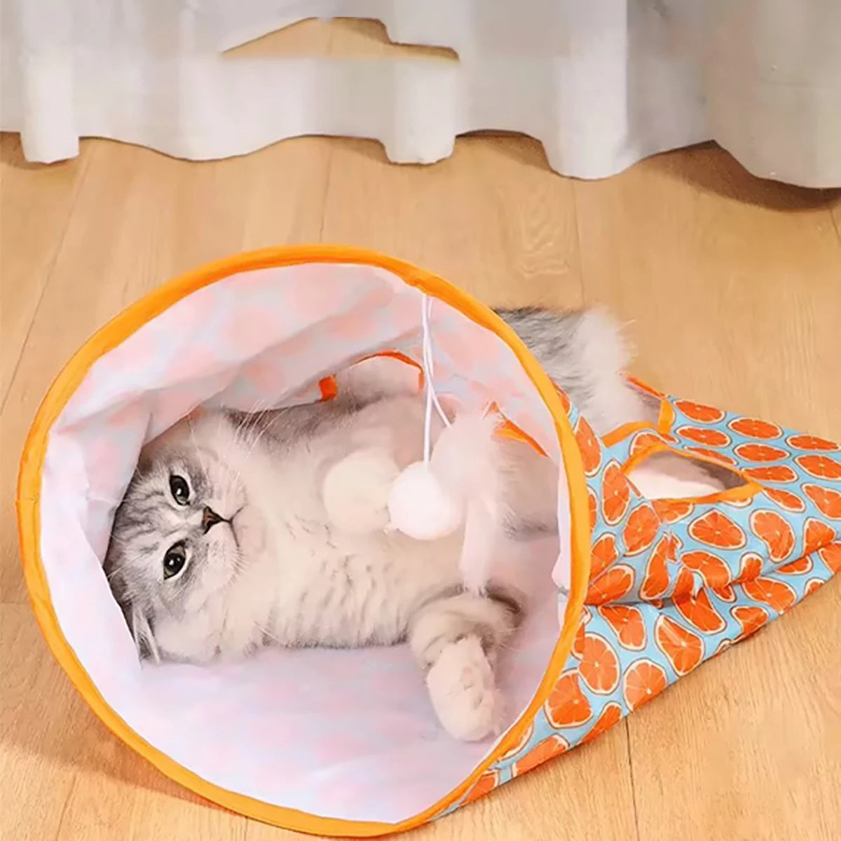 Cat Toys Drilling Bag Teaser Cat Stick Collapsible Cat Tunnel Rattling Paper Chewable Hairball Cat Toys