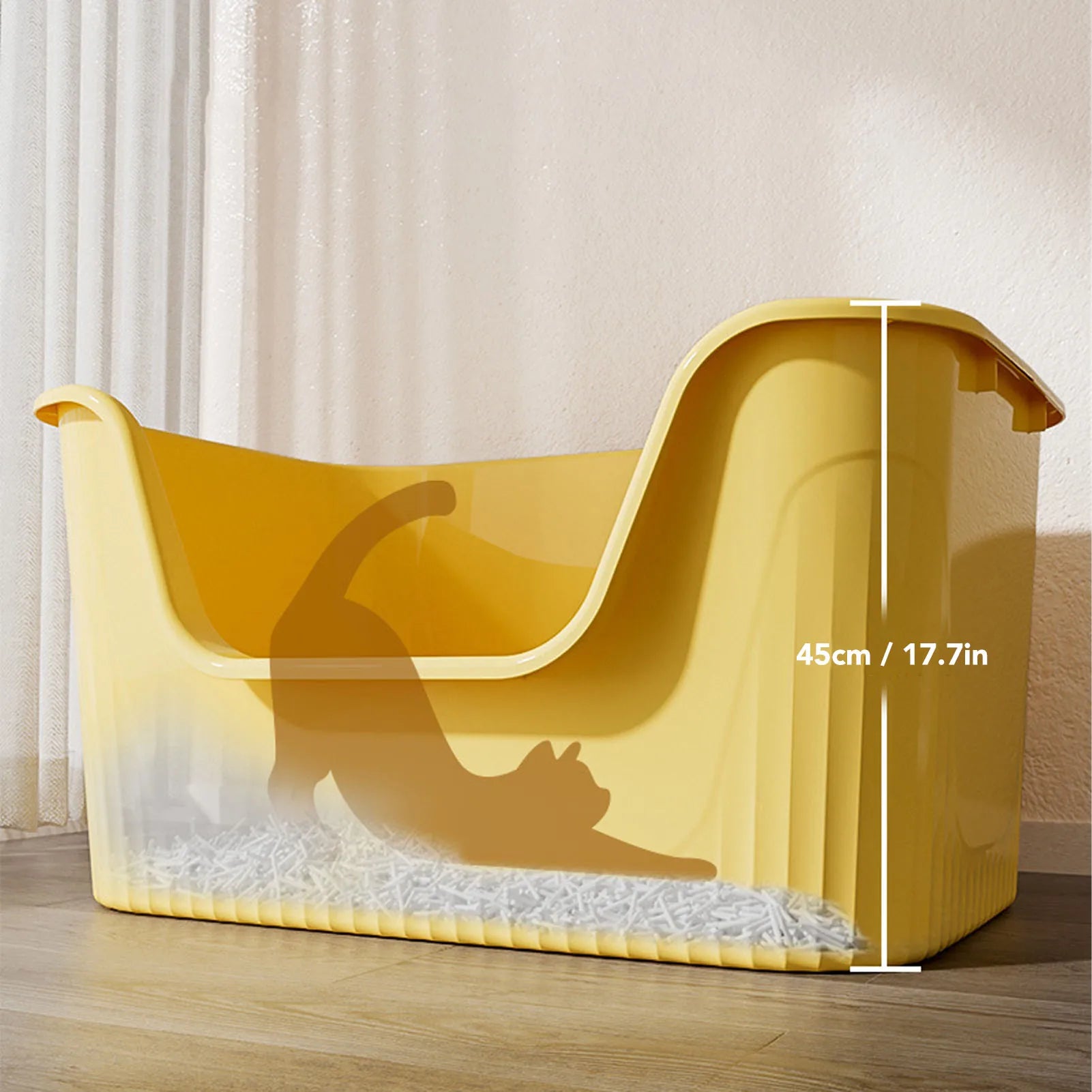 Large Cat Litter Box High Sides Anti Splashing Easy to Clean Simple Look Open Cat Litter Box for Large Cats Large Cat Litter Box