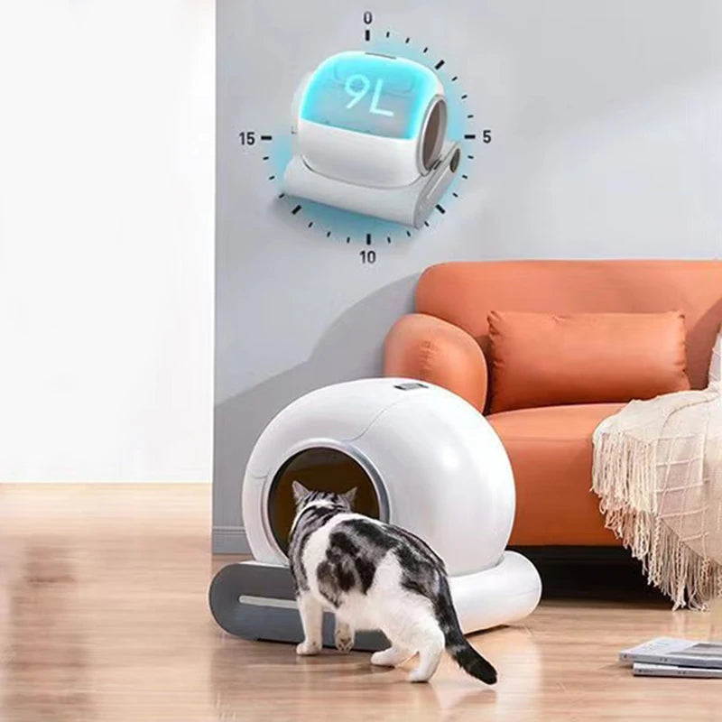 Booteely 65L Automatic Smart Cat Litter Box Self Cleaning Fully Enclosed Cat Litter Box Pet Toilet Litter Tray English versions