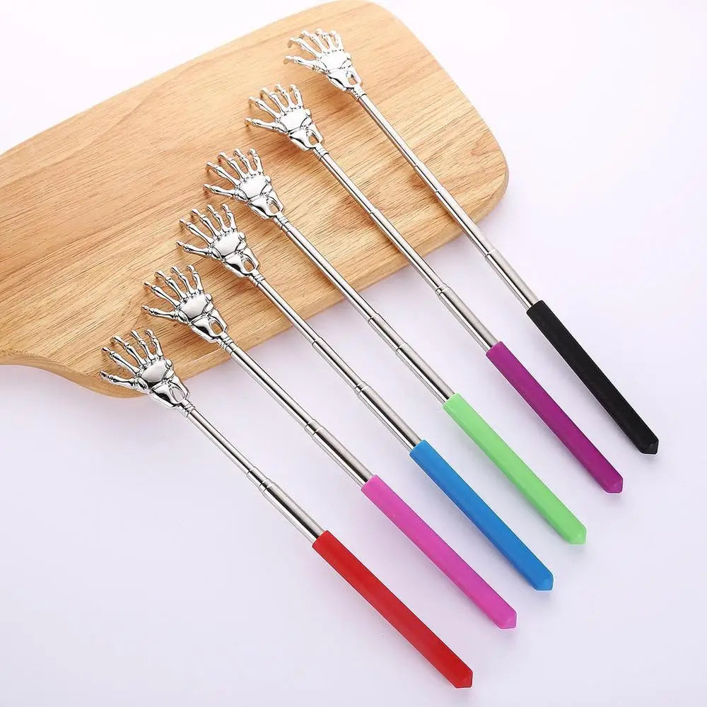 Telescopic Back Scratcher Stainless Steel Hand Shaped Extendable Back Scratchers Hand Massager Backslap Portable Travel Massage