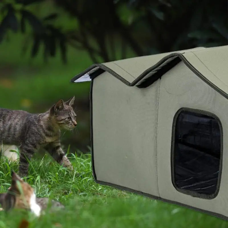 Cat Outdoor House Large Insulated Cat Shelter Waterproof Weatherproof Pet House With Transparent Door Washable Cat Hut For Cat
