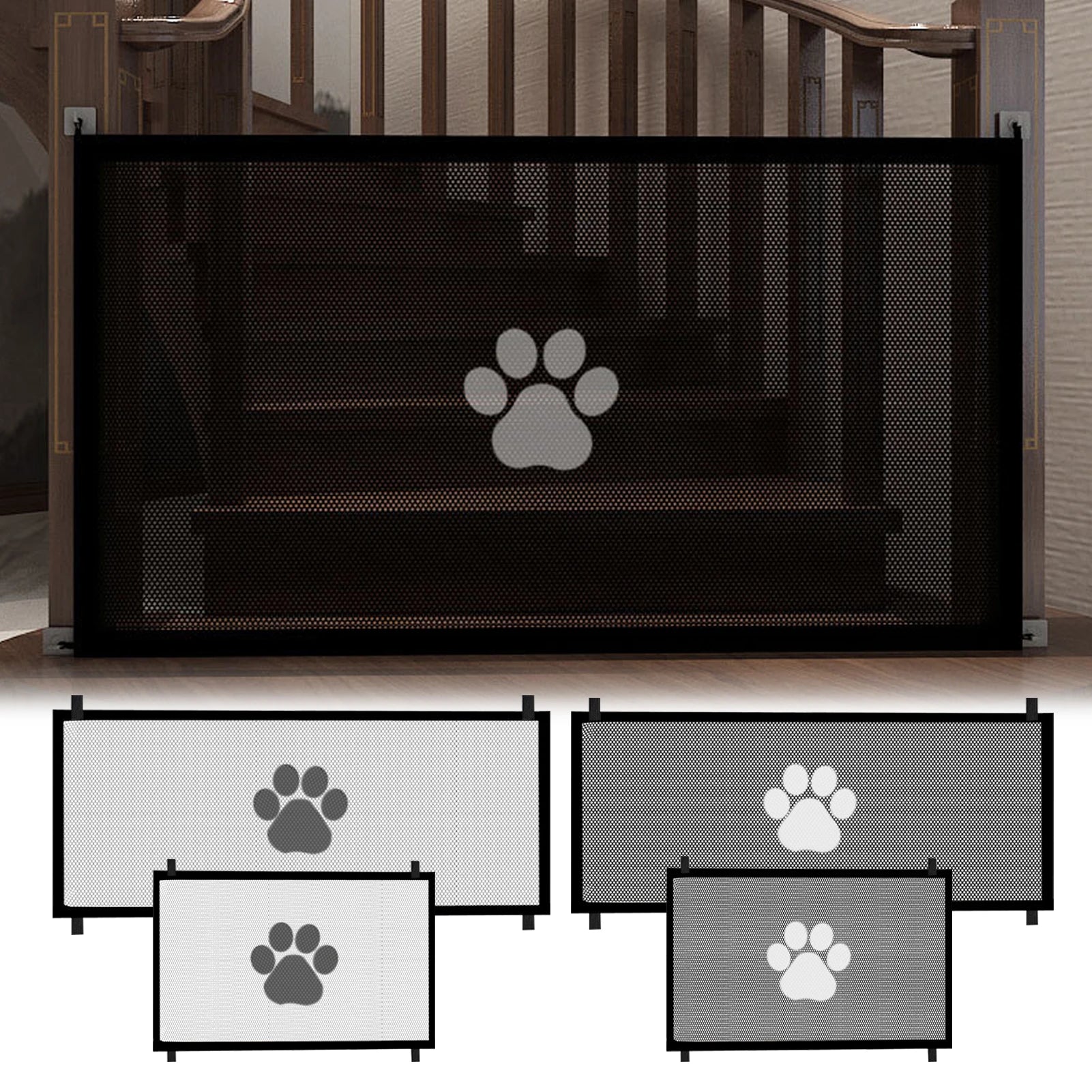 Pet Dog Barrier Fences With 6Pcs Hook Pet Isolated Network Stairs Gate New Folding Breathable Mesh Playpen For Dog Safety Fence