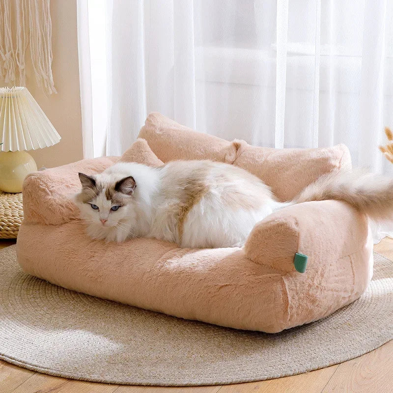 Plush Cat Bed House Sofa Beds Washable Warm Pet Dog Nest Comfortable Cat Cushion Dog Sleep Winter Furniture