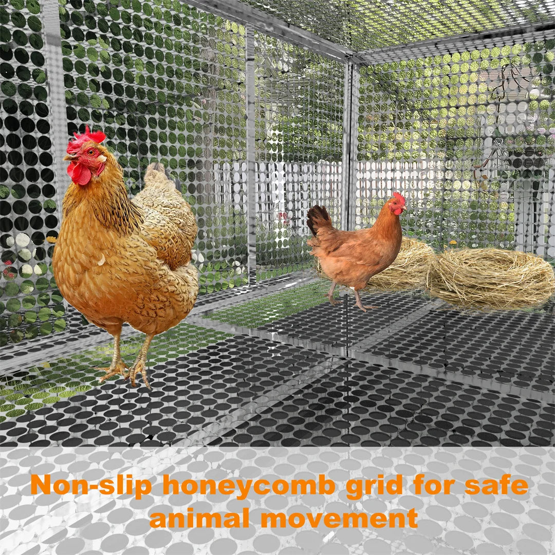 Heavy Duty Stainless Steel Chicken Coop Duck Rabbit Hen House with Dense Net Dog Cage with Waterproof Cover Yard