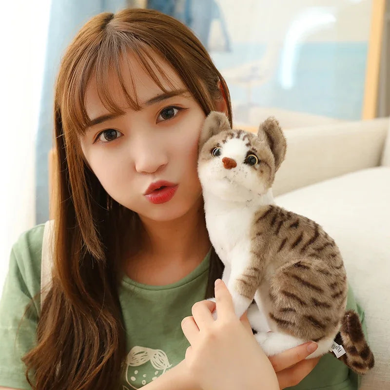 Cat Doll Pet Toys Stuffed Lifelike  Cats Plush Toy Simulation Cute  kitten Dolls  Children Boys and Girls Christmas Presents