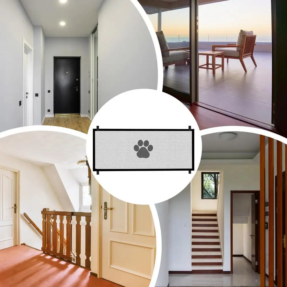 Pet Dog Barrier Fences With 6Pcs Hook Pet Isolated Network Stairs Gate New Folding Breathable Mesh Playpen For Dog Safety Fence