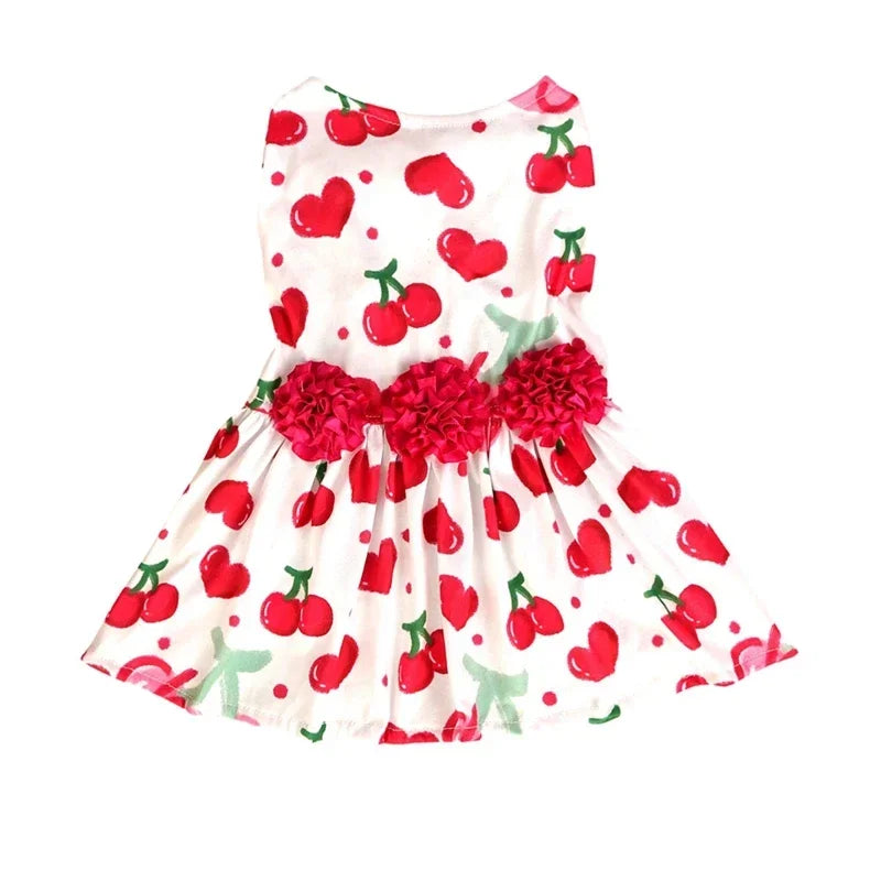 Dog Dress Pet Clothes Spring Summer Puppy Skirt Princess Dress Fashion Flower Heart Lovely Pattern Sleeveless Dog Dresses