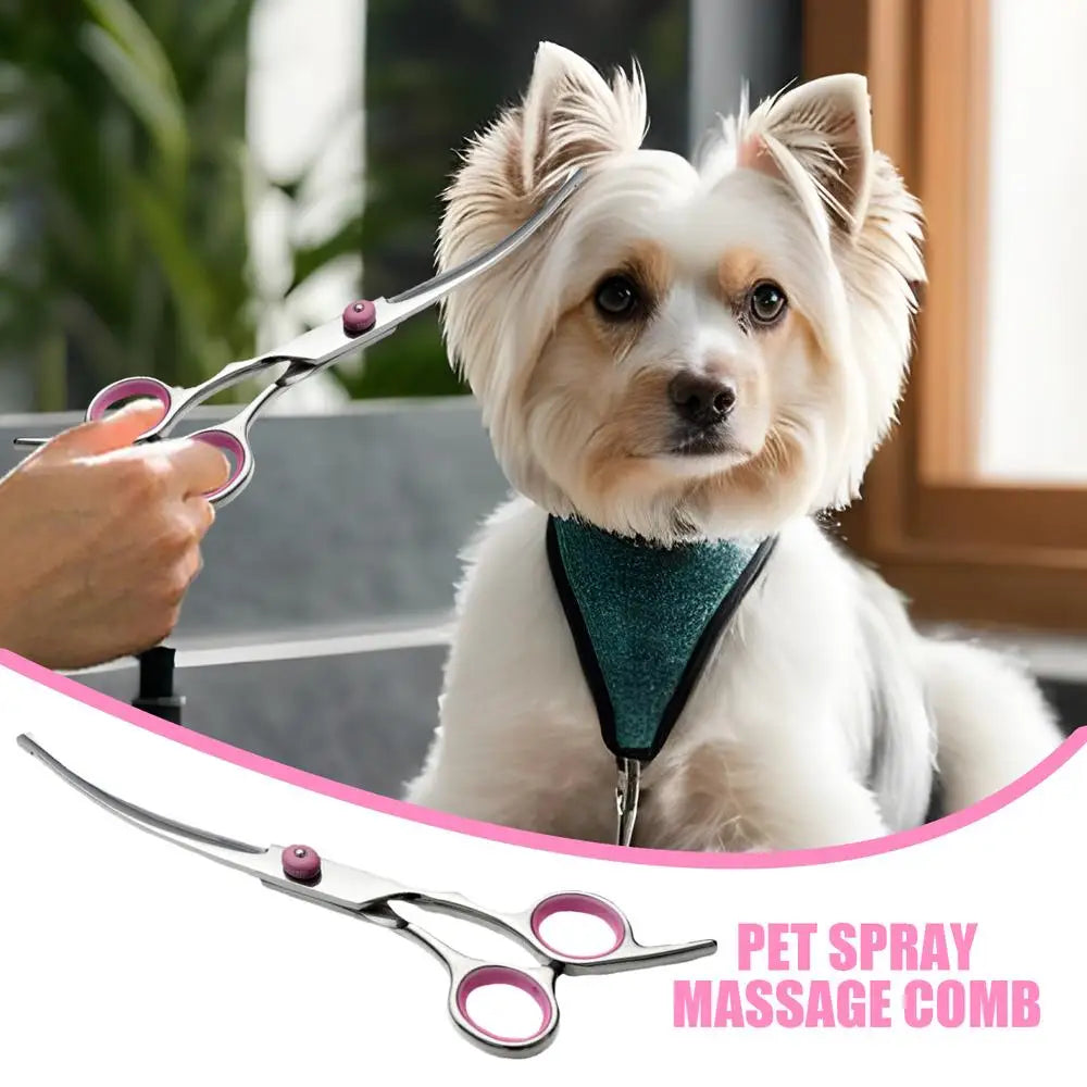 Curved Dog Grooming Scissors Curved Dog Trimmer Trimming Hair Scissors Safety Pet Tool With Round Tips Professional Grooming