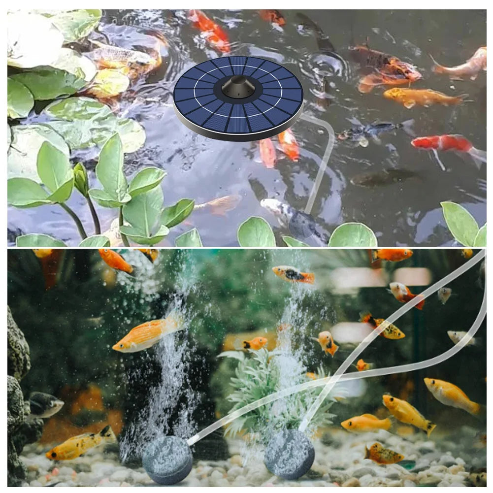 Floating Solar Air Pump Aerator Pumps For Aquarium Fish Tank Pond Fishing Oxygenation with Air Hoses and Bubble Stone