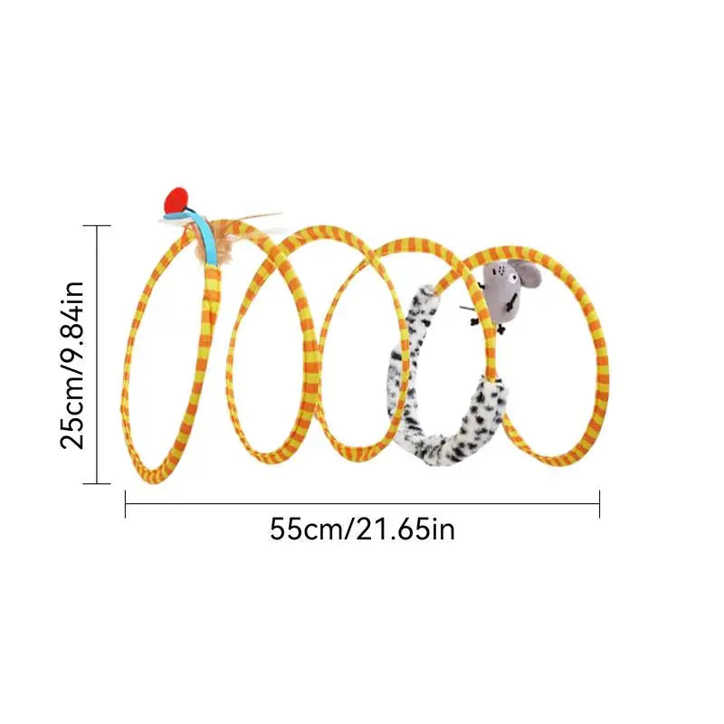 Cat Spring Toys Multifunctional Cat Tunnel Tube Large Foldable Cat Tube Tunnel With Feather Mouse Toys Cat Toy Springs Indoor