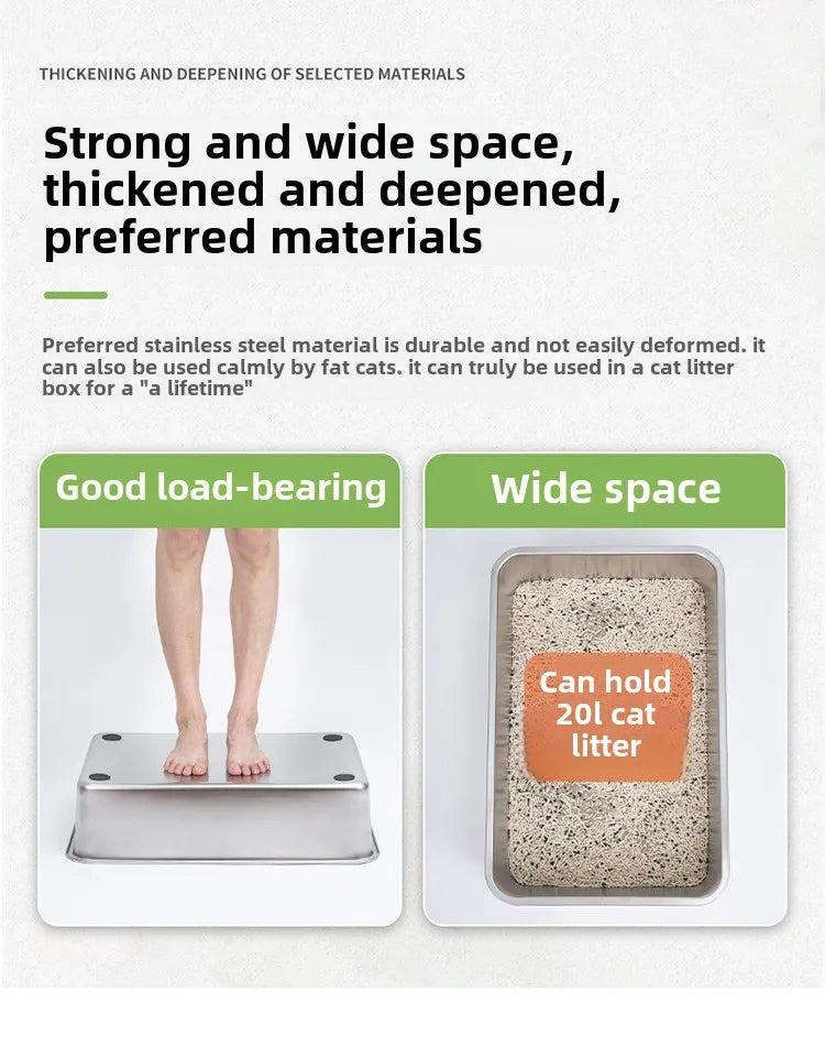Large Stainless Steel Fully Enclosed Cat Litter Box Deodorizing Cat Toilet Pet Splash Proof Cat Supplies Cat Litter Box