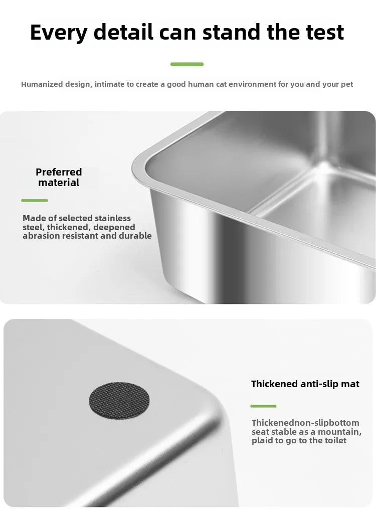 Large Stainless Steel Fully Enclosed Cat Litter Box Deodorizing Cat Toilet Pet Splash Proof Cat Supplies Cat Litter Box